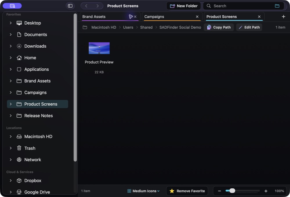 SADFinder Graphite Neon premium theme preview